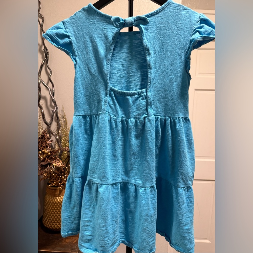 Cat & Jack Bright Blue Tiered Pocket Dress Girls’ Size L 10/12 - Picture 2 of 4